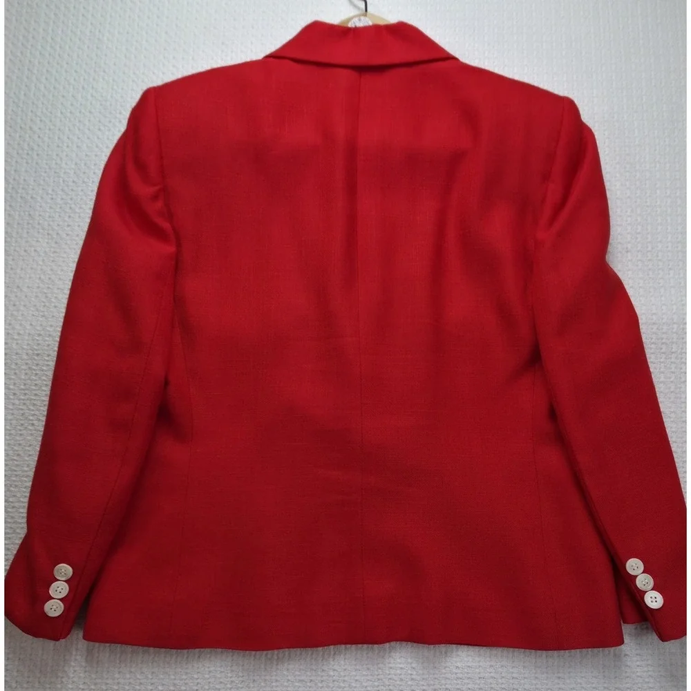 Christian Dior The Suit Women's 12 Red Rayon Blazer Skirt 2Pc Set Vintage